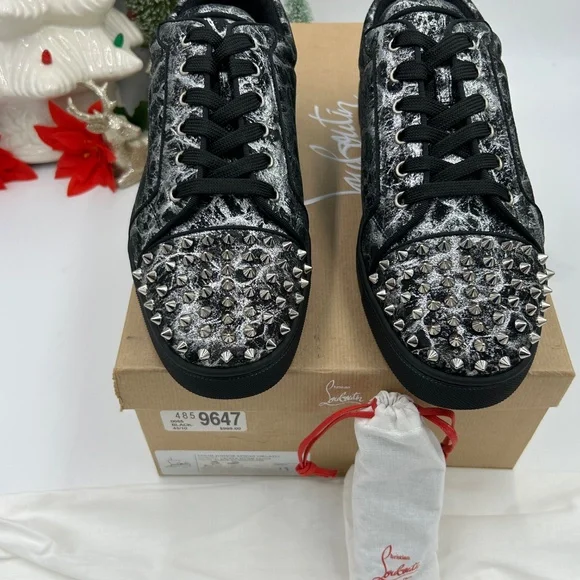 Men’s Christian Louboutin Louis Junior, black storm print leather size 43 - Picture 4 of 12